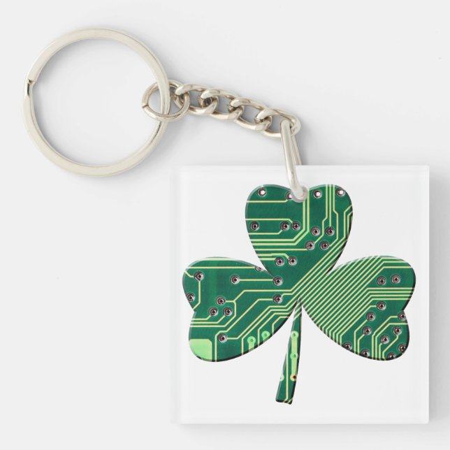 Porte-clefs Green Circuit Board St Patrick Day Shamrock (Devant)