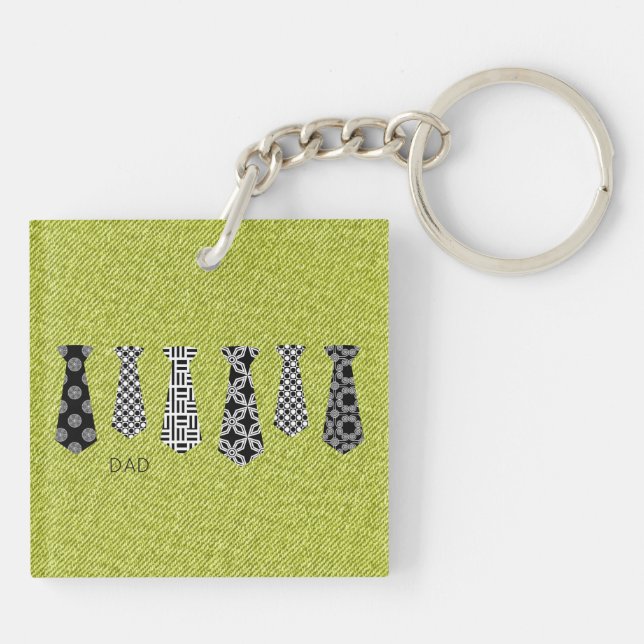 Porte-clefs Green Denim Cravates DAD Bonne Fête des pères (Dos)