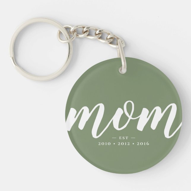 Porte-clefs Green | Simple Typographie Maman EST. Photo (Devant)