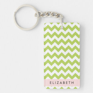 Porte-clefs Green Zigzag, Green Chevron, Votre Nom