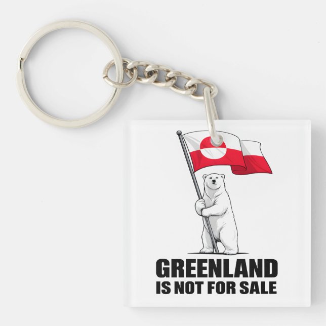 Porte-clefs Greenland Is Not for Sale Polar Bear With Flag (Devant)