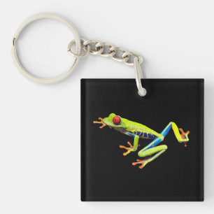 Porte-clefs Grenouille à feuilles rouges
