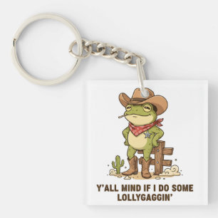 Porte-clefs Grenouille cow-boy mignon qui se prélasse - Humour