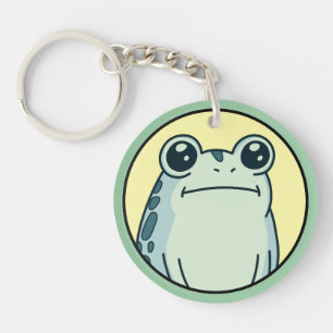 Porte-clefs Grenouille crapaud drôle au visage impassible 