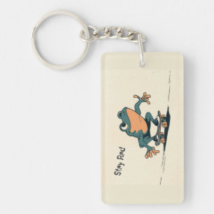Porte-clefs Grenouille en skateboard – Jolie illustration d'an