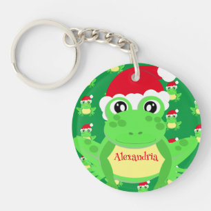 Porte-clefs Grenouille verte de Noël Santa Hat Motif Nouveauté