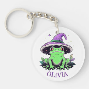 Porte-clefs Grenouille verte portant un chapeau de sorcière vi