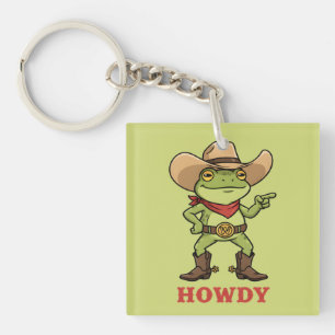 Porte-clefs Grenouille Western Yeehaw Howdy Drôle Cowboy Mème