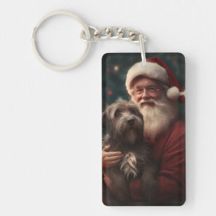 Porte-clefs Griffon d'arrêt à poil dur Père Noël Noël
