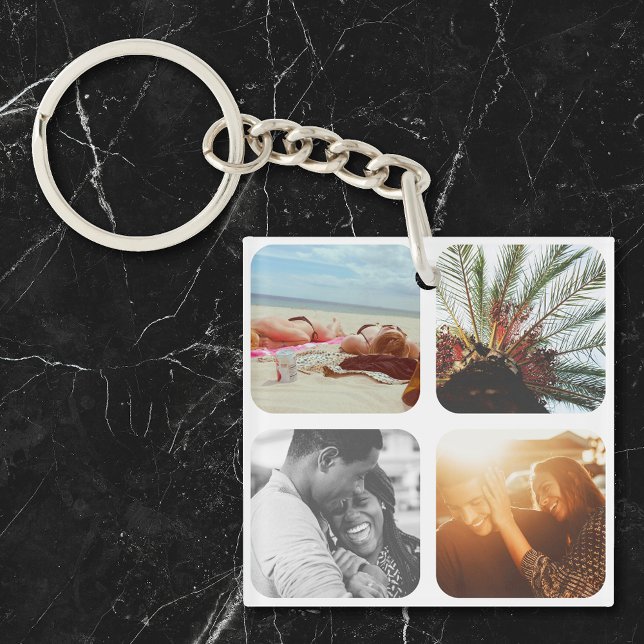 Porte-clefs Grille double face 8 Modèles photo arrondie blanch (Créateur téléchargé)