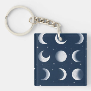Porte-clefs Grille Phases de la lune Design Motif céleste