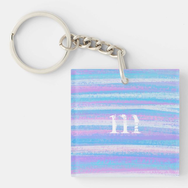Porte-clefs Grilles Acryliques Peintes Turquoise Rose violet (Devant)