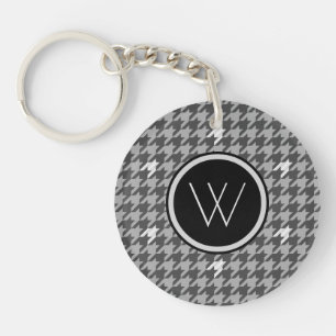 Porte-clefs Gris avec Porte - clé Houndstooth Accent Argent
