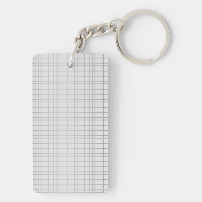 Porte-clefs Gris, moderne, simple, cool, lignes de grille tend (Dos)