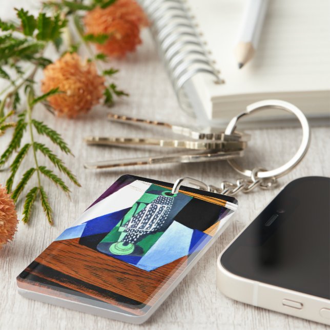 Porte-clefs Gris - Verre sur une table (Devant droit)