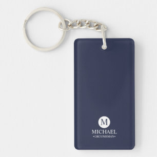 Porte-clefs Groomsmen Personnalisé Classique Monogramme et nom