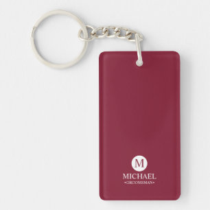 Porte-clefs Groomsmen Personnalisé Classique Monogramme et nom