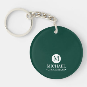 Porte-clefs Groomsmen Personnalisé Classique Monogramme et nom