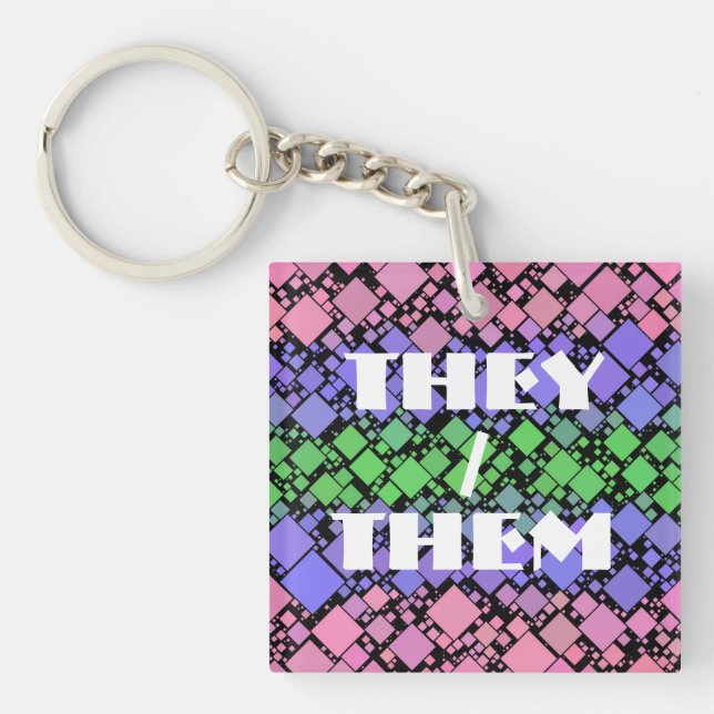 Porte-clefs Groovy Boho Rétro Mod Géométrique Fierté Trigender (Devant)