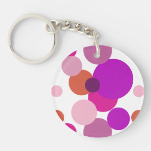 Porte-clefs Gros pois de style années 70 en violet