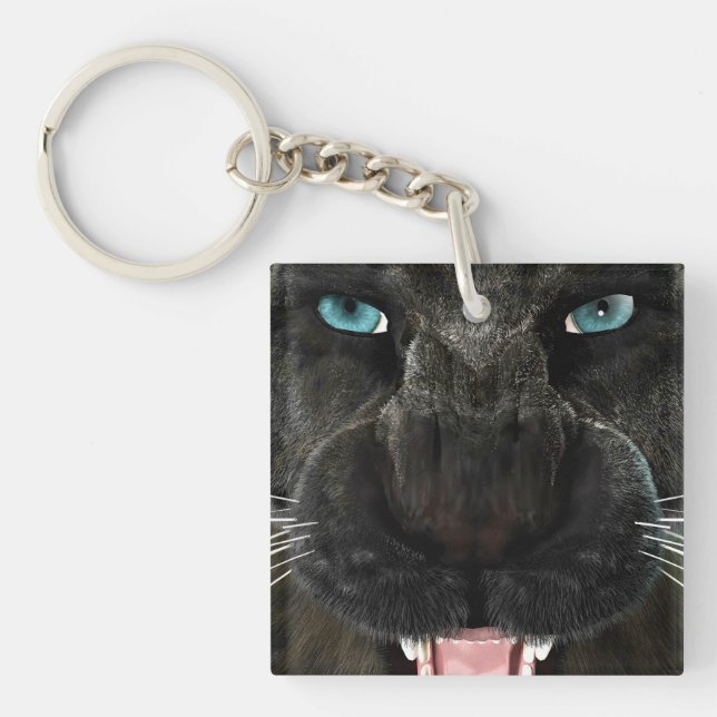 Porte-clefs Grosse chatte Panthère noire (Devant)