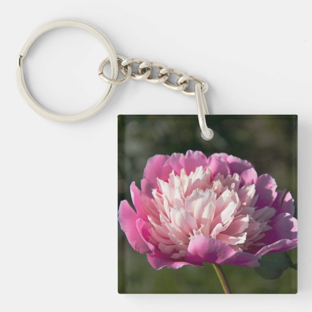 Porte-clefs Grosses fleurs de pivoine rose le jour du printemp (Devant)