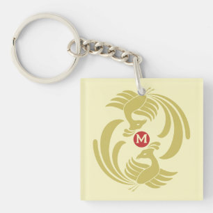 Porte-clefs grues doubles vintage jaunes