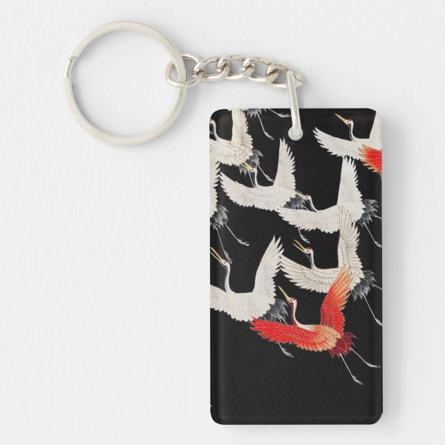 Porte-clefs Grues volantes : Japonais Bird Kimono Art (Devant)