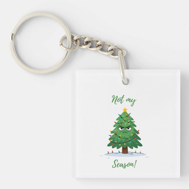 Porte-clefs Grumpy Christmas Tree Cartoon – Funny "Not My Seas (Devant)
