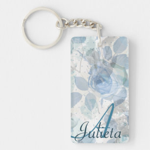 Porte-clefs Grunge Rose bleu Monogram
