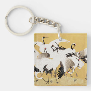 Porte-clefs Grupe de grues japonaises Vintage Oiseau Riche Cla