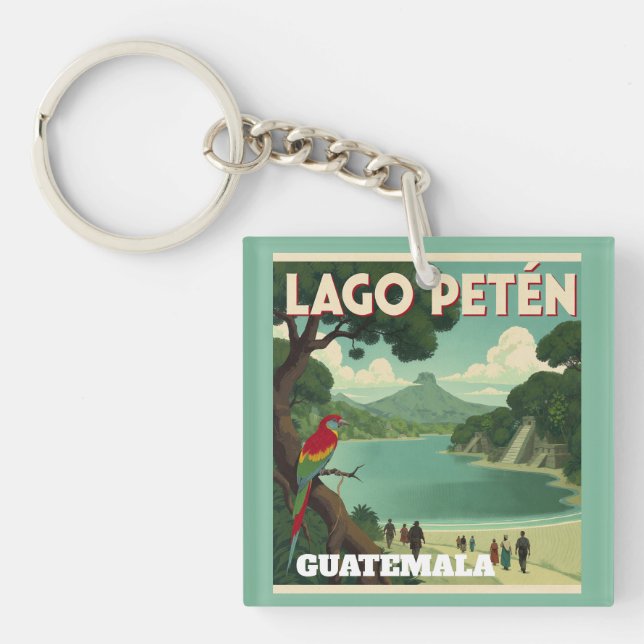 Porte-clefs  GUATEMALA LAGO PETEN Retro poster (Devant)