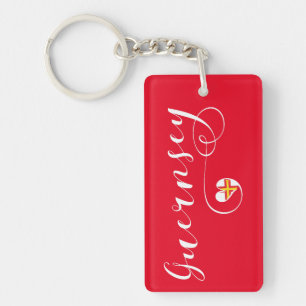 Porte-clefs Guernesey Drapeau Conception de scripts cardiaques