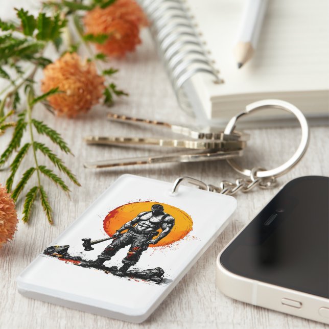 Porte-clefs guerrier barbare médiéval imaginaire hummer force (Devant droit)