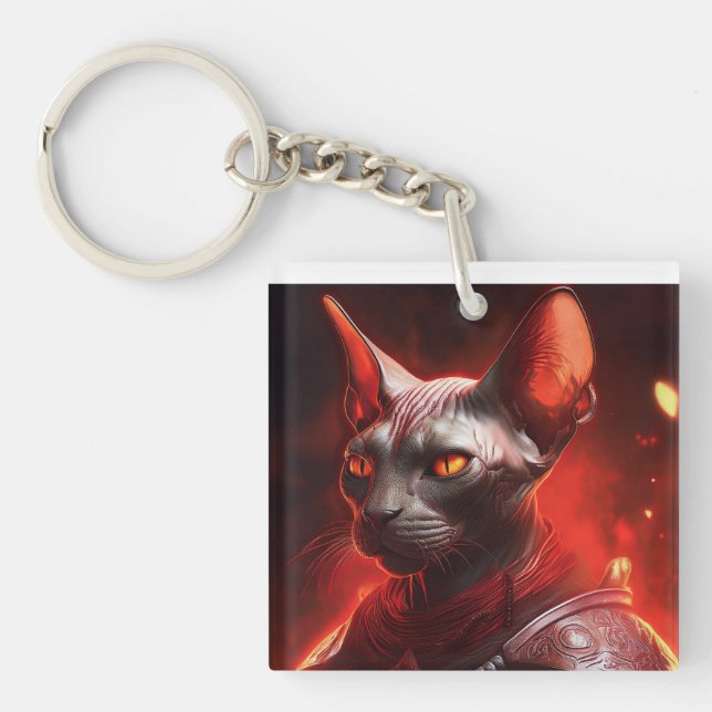 Porte-clefs Guerrière Chat Sphinx D'une Autre Galaxie (Devant)
