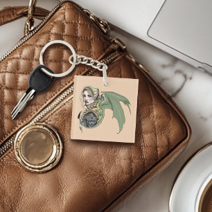 Porte-clefs Guerrière Elfe Dragon Fantastique Magique Médiéval