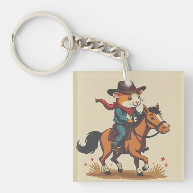 Porte-clefs Guinea Pig Riding A Horse (Devant)