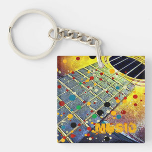 Porte-clefs Guitar Strings Musical Watercolor 