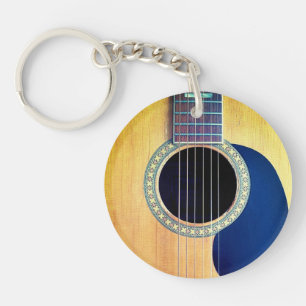 Porte-clefs Guitare Acoustique 6 Cordes Dreadnought Design pou
