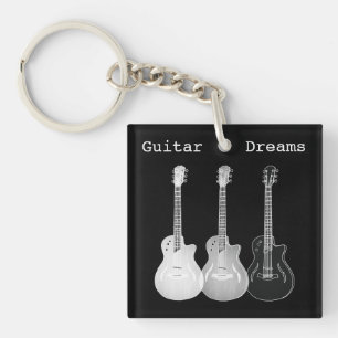 Porte-clefs Guitare acoustique électrique Musique d'art noir e