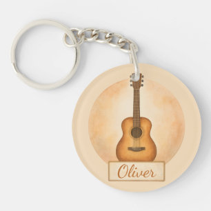 Porte-clefs Guitare Acoustique Nom Personnalisé Pour Amoureux 