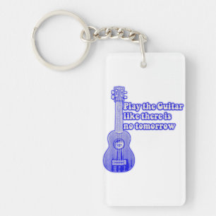 Porte-clefs Guitare bleue vintage avec des mots inspirants