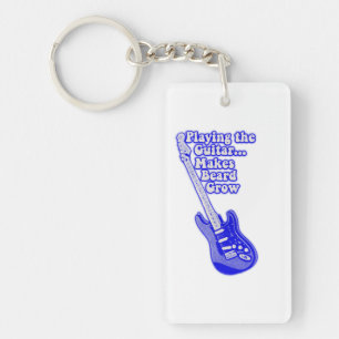 Porte-clefs Guitare bleue vintage avec mots de motivation