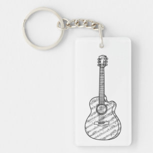 Porte-clefs Guitare et notes de musique 