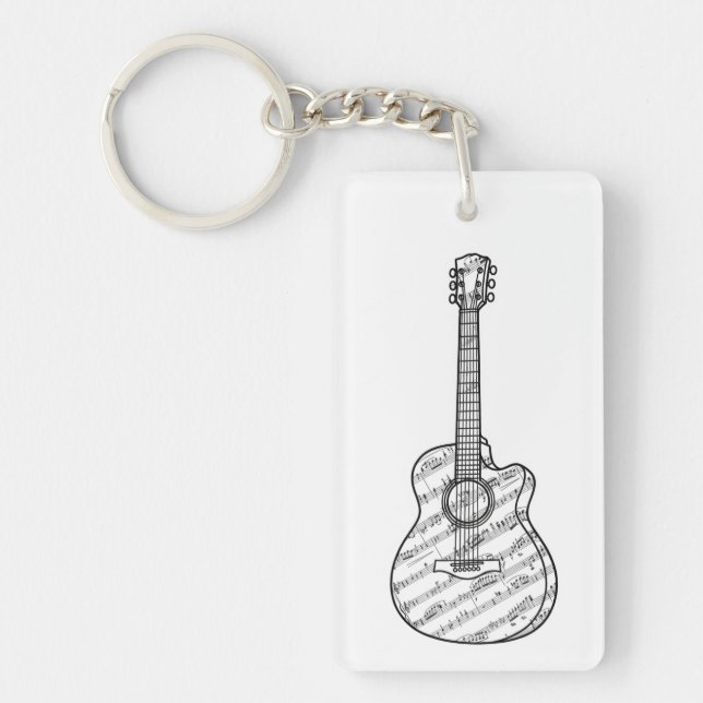 Porte-clefs Guitare et notes de musique  (Devant)