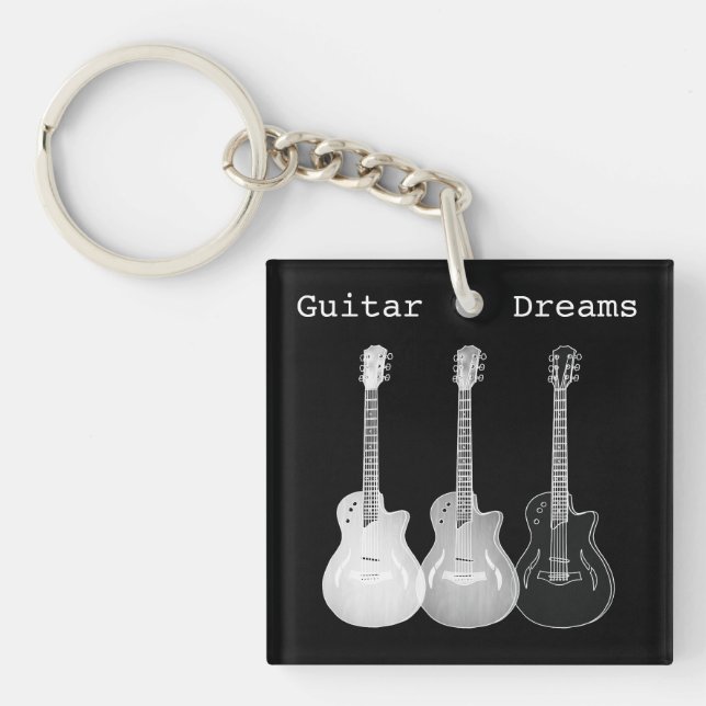 Porte-clefs Guitares électriques noir et blanc (Devant)