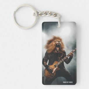 Porte-clefs Guitariste Lion Rugissant Scène Concert Rock Porte