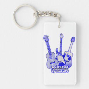 Porte-clefs Guitariste par nature. guitare bleu rétro