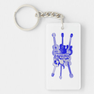 Porte-clefs Guitariste par nature. Guitare bleue vintage
