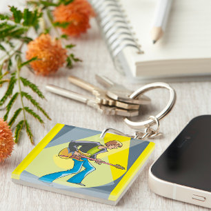 Porte-clefs Guitariste Rock Musicien Style 70s